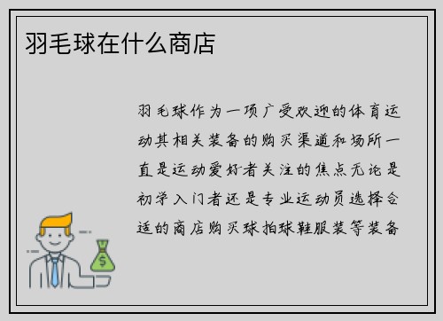 羽毛球在什么商店